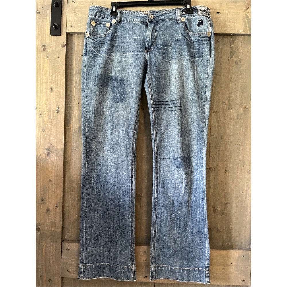 Vintage  Apple Bottoms Jeans Size 11/12 Embroidered Logo Patch Heart Flames RARE